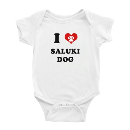 

I Heart Saluki Dog Funny Baby Rompers Bodysuit (White 3-6 Months)