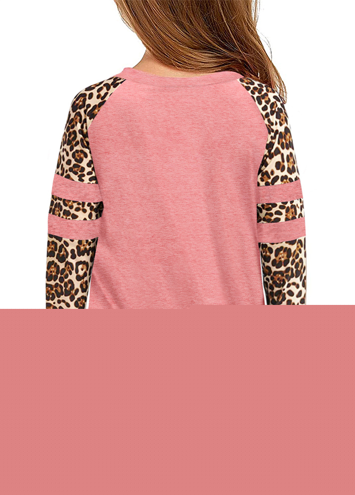 thumbnail image 2 of Leopard Print Kids Long Sleeve Round Neck Children Casual T-Shirt Tops, 2 of 3