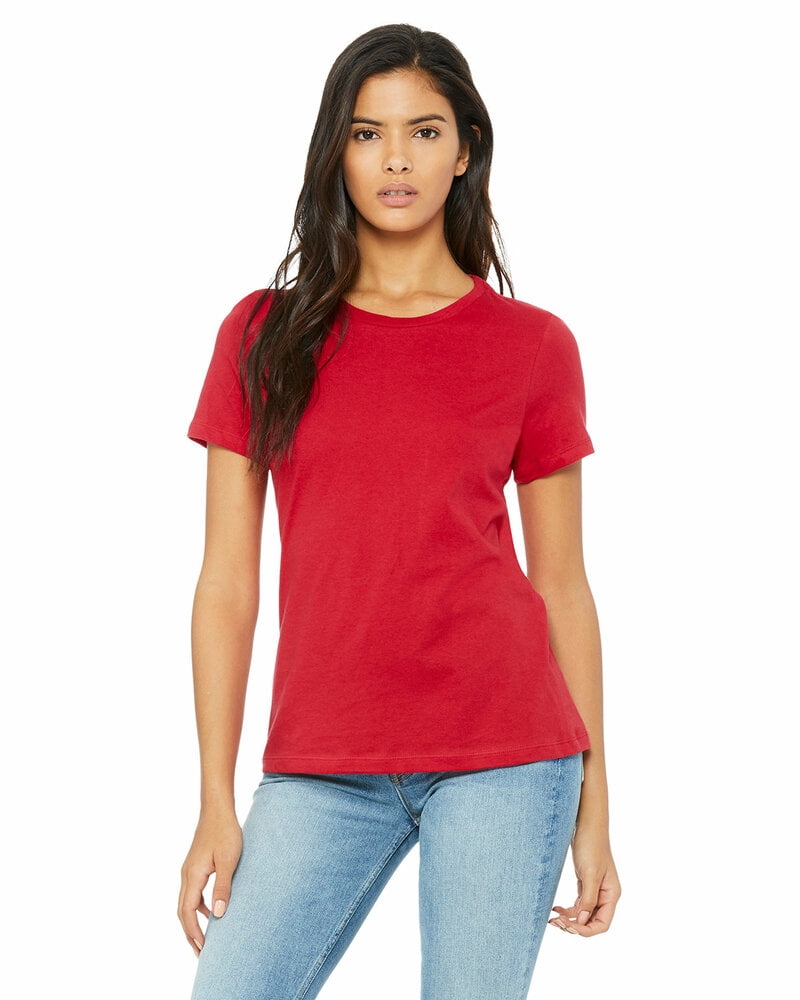 BELLA+CANVAS Ladies Crew Neck Personalized T-Shirt, Create your own Designs, Red, Large