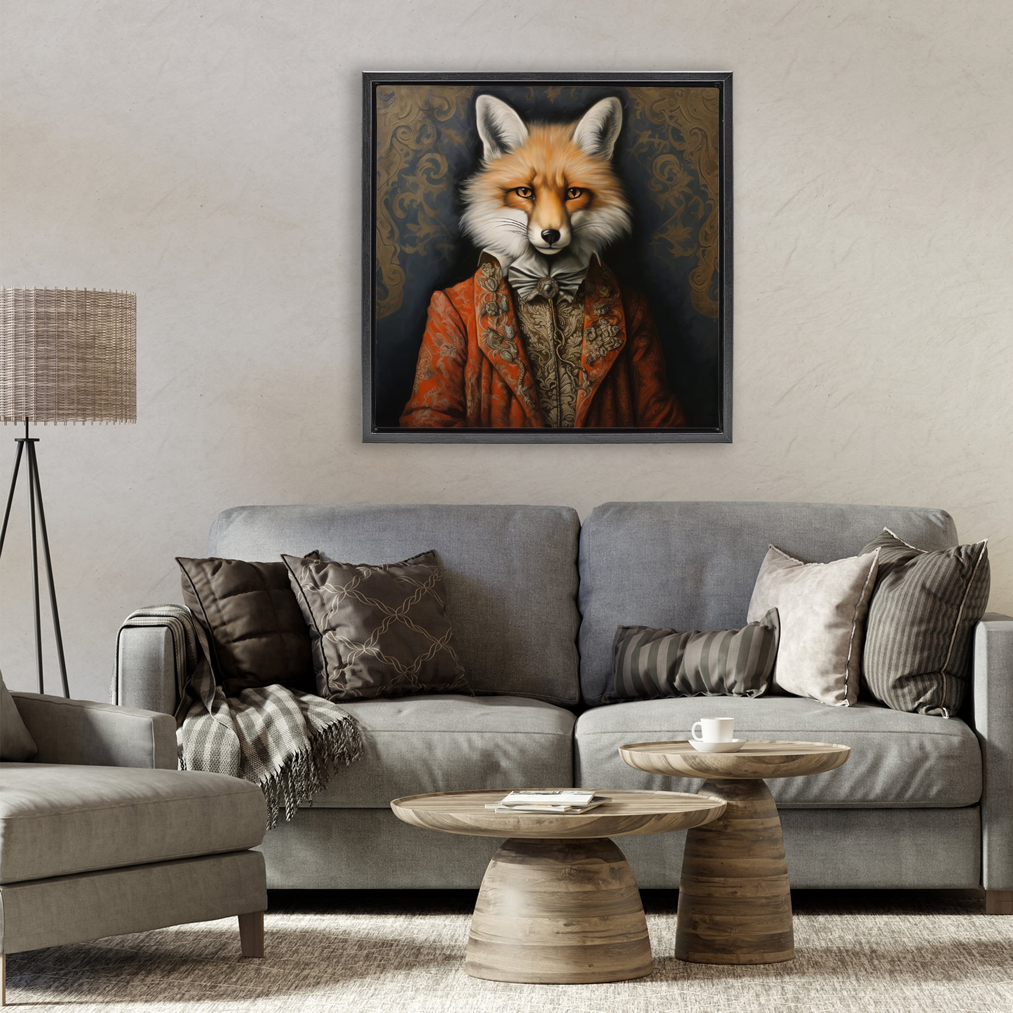 Stupell Industries Mystical Metamorphosis Fox Black Framed Floater Canvas Wall Art, design by Lazar Studio
