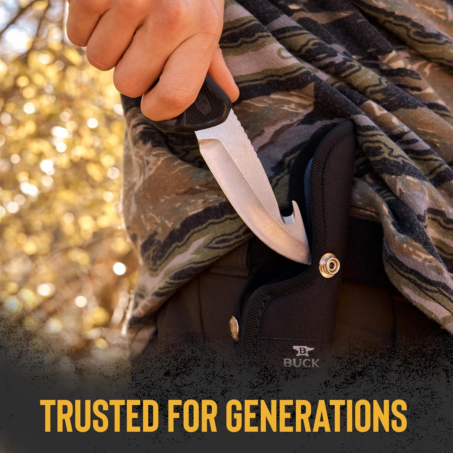 Buck Knives 685 Large BuckLite Max II Guthook Hunting Knife, 4" Fixed Blade, Rubber Handle, 4.7 oz