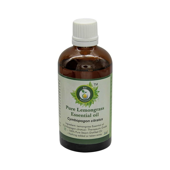 Lemongrass Essential Oil Cymbopogon Citratus Lemongrass Oil For Hair For Body For Massage Pure Natural Steam Distilled Therapeutic Grade 30ml 1.01oz By R V Essential