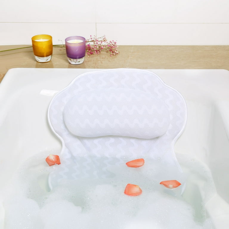 Bath Pillow Bathtub Spa Accessories - Bath Pillows for Tub Neck & Back Body  Support Mat Cushion Bubble Bath Tub Shower Pillow Headrest Luxury with 4D