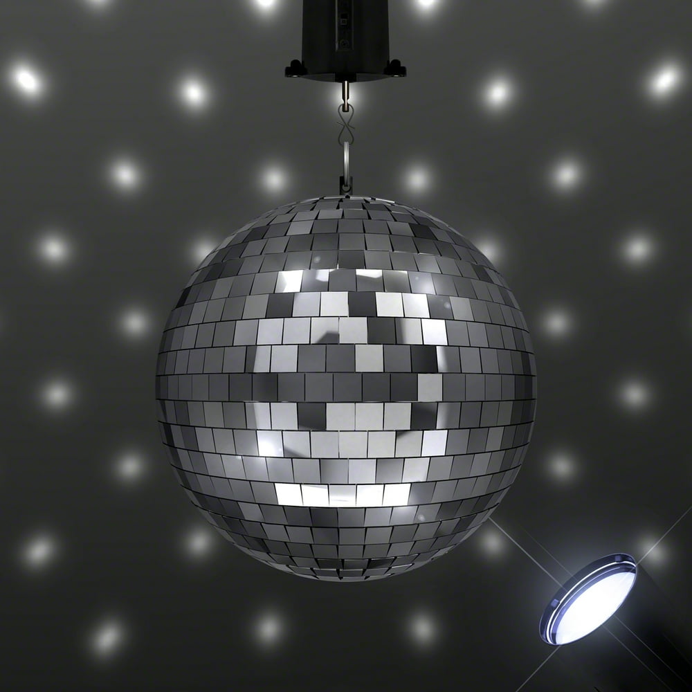 FlashingBlinkyLights Disco Light Set Includes 8” Mirror Ball, White LED