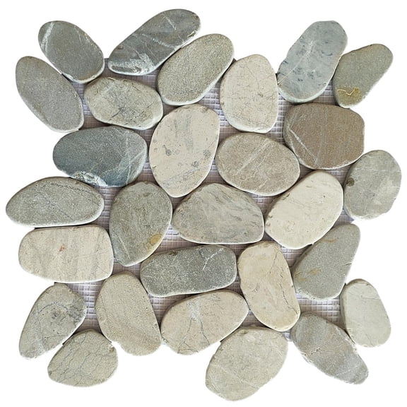 CNK Tile Gray Sliced Pebble Floor Tiles