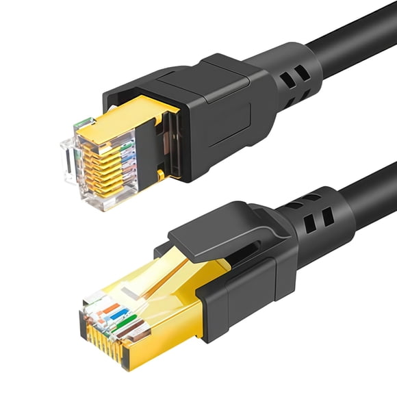 Cable Ethernet DDMALL CAT 8, 10 pies, 2 unidades, 40 Gbps, 2000 MHz, negro