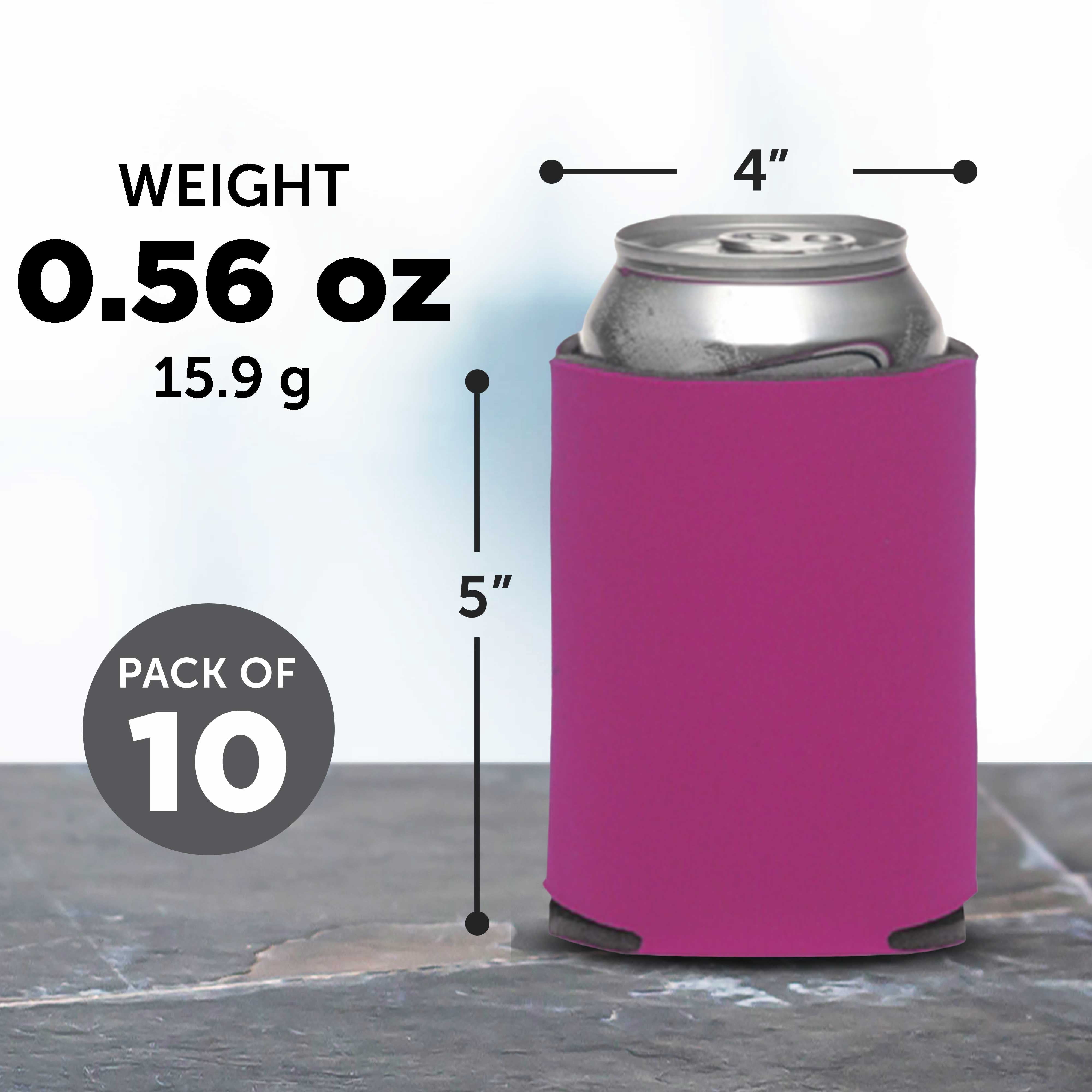 Three Hearts Collapsible Wedding Can Coolers Set of 10, Bulk Pack - Great for Beer, Soda, Other Beverages - Fuchsia