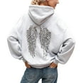 thumbnail image 2 of YMNXA Womens Hoodies With Pocket Long Sleeve Sparkling Wing Design Drawstring Comfortable Fashion Sweatshirt For Casual Daily Wear Light Gray Xs, 2 of 7