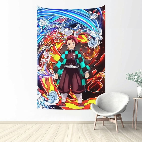Demon Slayer Tanjiro Kamado Tapestry Wall Hanging Home Decoration Wall Blanket Dormitory Living Room Bedroom Backdrop Poster( 60x40inch)