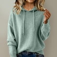 thumbnail image 2 of Warm Sweaters for Women Crew Neck Soft Hoodies Fall Winter Cozy Knitted Drawstring Hooded Pullover 2026 Light Green L, 2 of 4