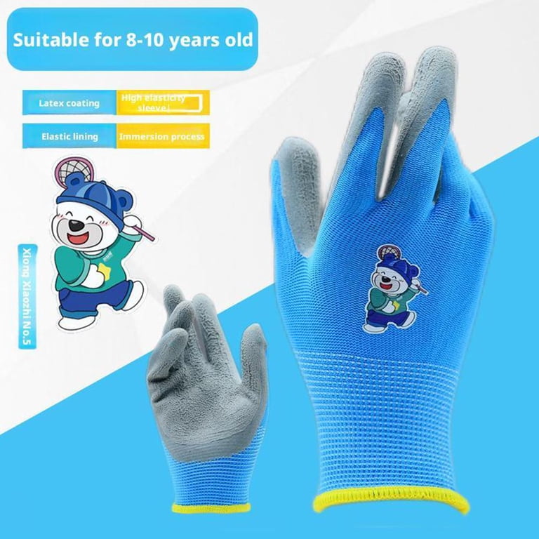 12 Pairs Kids Gardening Gloves - Colorful Rubber Coated Yard Work Gloves For Children Ages 6-8