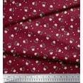 thumbnail image 2 of Soimoi Red Japan Crepe Satin Fabric Dot & Floral Printed Fabric 1 Yard 42 Inch Wide, 2 of 3