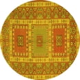 thumbnail image 1 of Ahgly Company Machine Washable Indoor Round Persian Yellow Traditional Area Rugs, 4' Round, 1 of 4