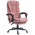 thumbnail image 1 of Pink Reclining Massage Office Chair with Footrest - Adjustable Height & 7-Point Vibration for Home or Office Comfort - Velvet-Feel Fabric, 1 of 7