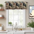 thumbnail image 2 of Vintage Black Bears Kitchen Curtain Valances for Windows Farmhouse Short Curtains, Abstract Country Plaid Fish Retro Rod Pocket Valance Curtain for Bedroom Cafe Living Room 60"x18", 2 of 8