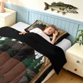 thumbnail image 4 of Manfei Vintage Bear Twin Comforter Sets, Cartoon Rustic Animal Bedding Set, Brown Green, Black Reversible, 2pcs, 1 Comforter and 1 Pillowcase, 4 of 7