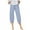 Blue, variant on Aboser Womens Linen Pants Petite Summer Lounge Pants Comfy Cotton Linen Trousers Solid Elastic Waist Capri Pants Loose Fitting Cropped Pants with Pockets
