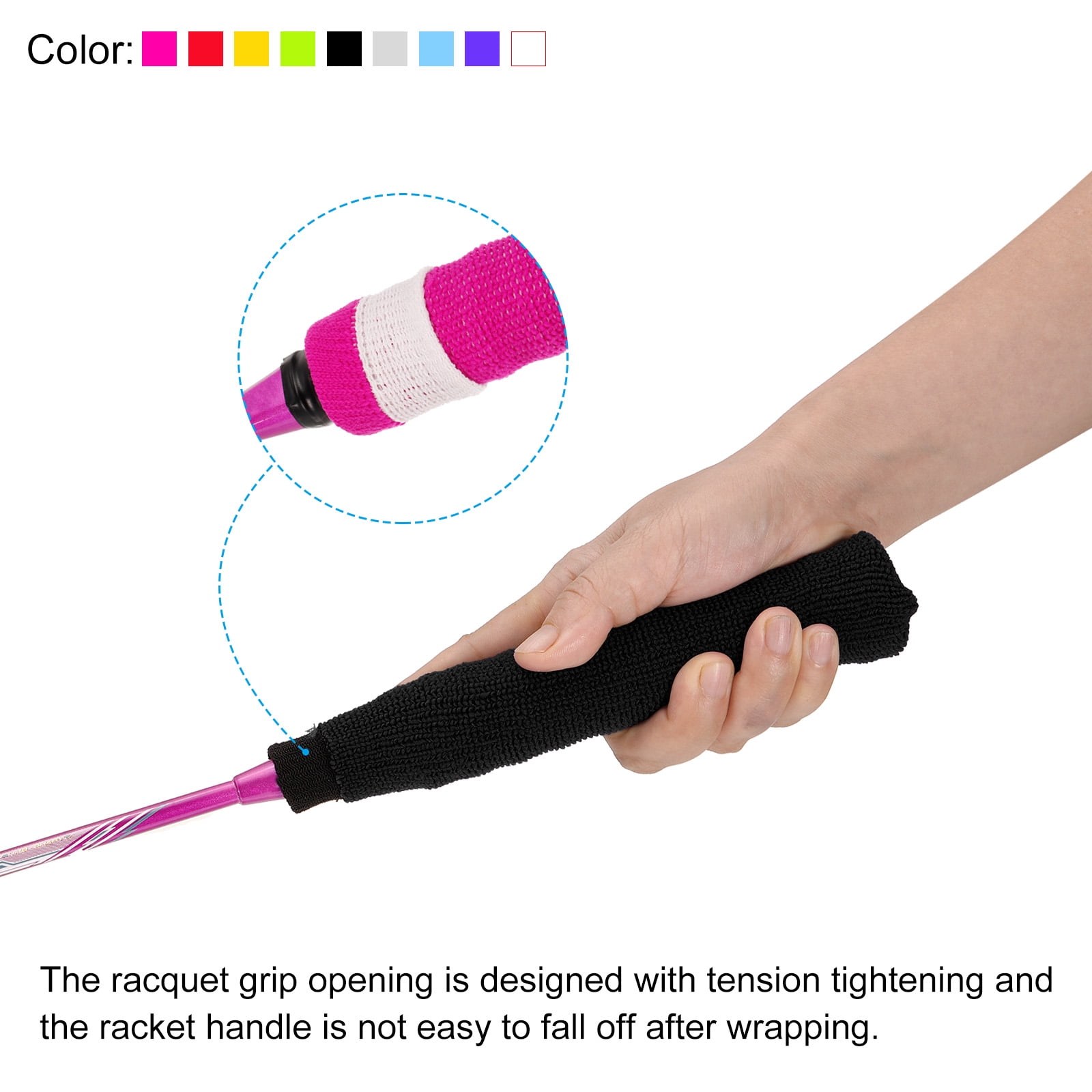 Unique Bargains Cotton Towel Grip Tennis Racket Overgrip Racquet Grip Hand Glue Black