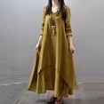thumbnail image 2 of MYG Women Linen Dresse Layering Vintage Robe Loose Long Dress Oversize Female Spring, 2 of 9