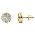 thumbnail image 3 of 10K Two Tone Gold Diamond Unisex 10mm Round Halo Circle Stud Earrings 0.38 CT, 3 of 5