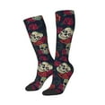 thumbnail image 2 of Easygdp Roses Skulls Soccer Socks Sport Knee High Socks Calf Compression Athletic Socks for Men and Women, 2 of 9