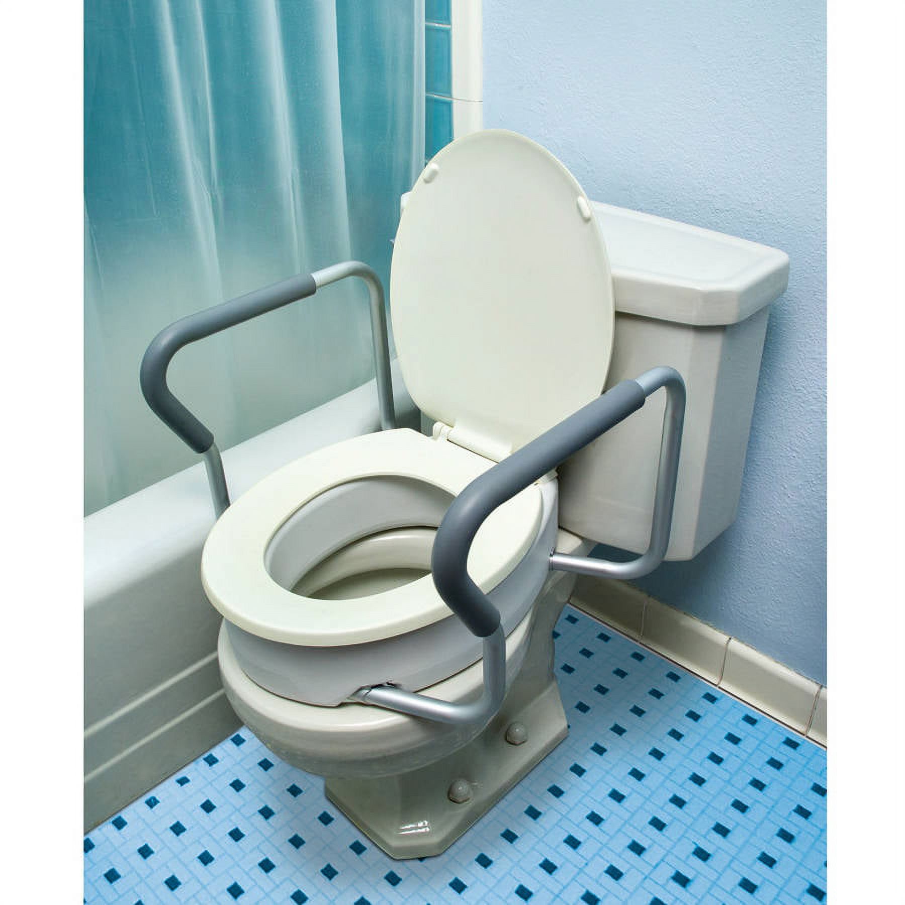 Essential Medical Supply Raised Elevated Toilet Seat Riser for a Standard Round Bowl with Padded Aluminum Arms for Support and Compatible with Existing Seat - image 3 of 8