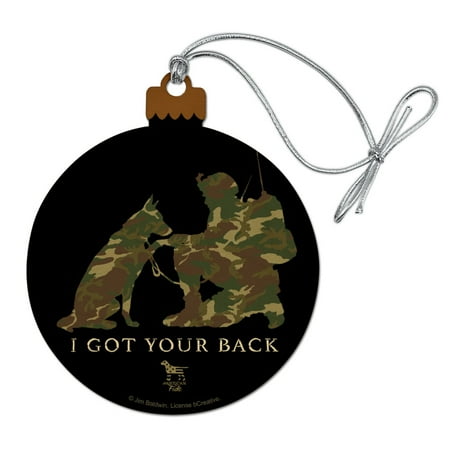 Christmas Tree Tradition In Germany I Got Your Back Soldier and German Shepherd Dog Camo Wood Christmas Tree Holiday Ornament ()