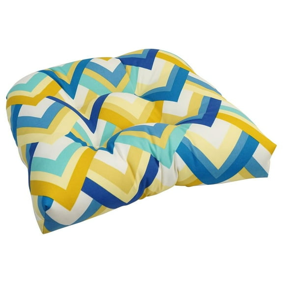 Blazing Needles 19-inch U-Shaped Spun Polyester Outdoor Tufted Dining Chair Cushion