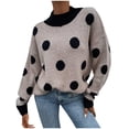 thumbnail image 1 of aDJFDGT Chandails d'Automne pour Femmes Mode Femmes Col à Nœud Uni Boutons Manche Tricoté Chandail Décontracté Haut Chaud, 1 of 7