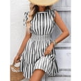 thumbnail image 5 of EASYBRA Women Striped V Neck Wrap Midi Dress Sleeveless High Waist Summer Elegant Casual Vacation Dress, 5 of 8