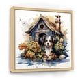 thumbnail image 2 of Designart "Doghouse Blooms with Puppy II" Animals Framed Wall Art - Traditional Brown Dog Entryway Framed Wall Art, 2 of 6