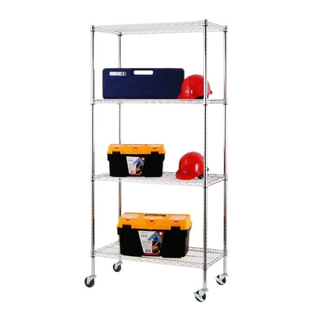 Excel NSF Multi-Purpose 4-Tier Wire Shelving Unit with Casters, 36 in ...