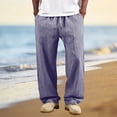 thumbnail image 2 of Men's Striped Relaxed Trousers, Drawstring Elastic Waist Pants, Lightweight Summer Casual Bottoms, 2 of 6
