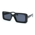 thumbnail image 2 of Womens Mod Narrow Rectangle Minimal Fashion Plastic Sunglasses All Black, 2 of 4