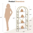 thumbnail image 4 of Walsunny 4-Tier Arched Bookshelf Industrial Open Storage Shelf, Display Bookshelves with Metal Frame, Rustic Wood Tall Bookcase for Living Room, Home Office, Gold, 4 of 9