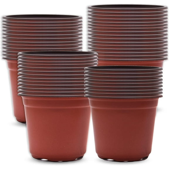 HOSTIC 9.4 Inch Nursery Pot Seedling Pot Plant Container Seed Starting Pots Multipurpose Plastic Pots 100 Packs