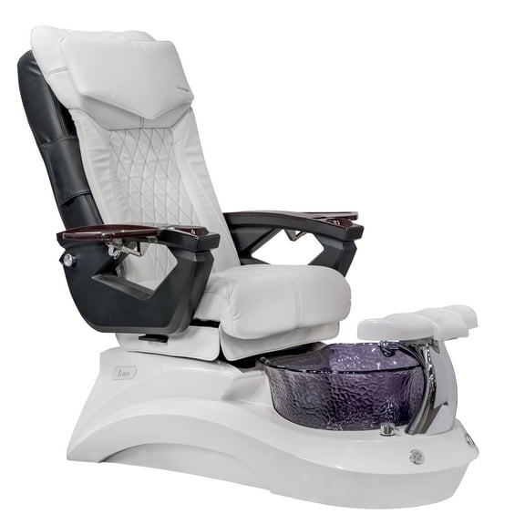 Shiatsulogic Pedicure Chair 18 LX with Discharge Pump, Pipe-Less Magnetic Jet Pedicure Spa, White/Black LotusII Tub, White Coverset