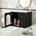 thumbnail image 3 of GZXS Modern 24" Floating Bathroom Vanity Cabinet with Ceramic Sink Combo, Wall Mounted Storage Cabinet with Two Drawers and Glass Door, Space-Saving Design (Black), 3 of 10