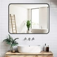 thumbnail image 4 of GLSLAND Bathroom Mirror for Wall 26" x 38" Hanging Mirrors with Rectangle Rounded Corners for Bathroom, Bedroom, Living Room, Black, 4 of 10