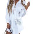 thumbnail image 3 of DYMADE Womens V Encolure Lettre Imprimée Chemise à Manches Longues Haut, 3 of 3