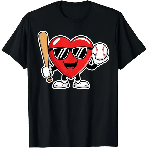 Cute Baseball Heart Valentines Gift Unisex Short Sleeve Graphic T-Shirt