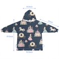 thumbnail image 7 of Dark Blue Princess Unicorn Pattern Blanket Hoodies for Kids 6-13YR Oversize Wearable Blanket Hoodies for Boys Girls Teens, 7 of 7