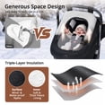 thumbnail image 3 of Baby Car Seat Cover, Caveen Infant Car Seat Canopy for Winter, with Storage Pocket,Transparent Viewing Window and Air Vents, Waterproof, Black, 3 of 11