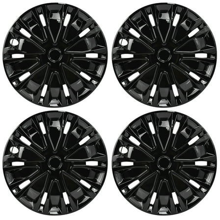 Hex Autoparts 16" Universal Hub Caps Set of 4 Wheel Covers Snap On Full HubCaps fit R16 Tire & Steel Rim All Black Tire Rim Covers