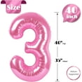thumbnail image 5 of Number Balloon 40 Inch for Birthday Decorations, Large Foil Balloon Numbers, Mylar Giant Birthday Balloon for Boy Girls Women Men, 5 of 17