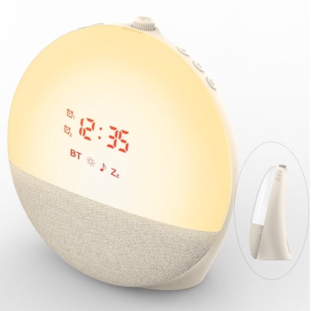 Sunrise Alarm Clock Wake Up Light, Light Alarm Clock with Sound Machine, Daylight Alarm Clock with Sunrise Simulation, Bluetooth Speaker, 10 RGB Colors, Dual Alarms for Bedroom Adults Kids