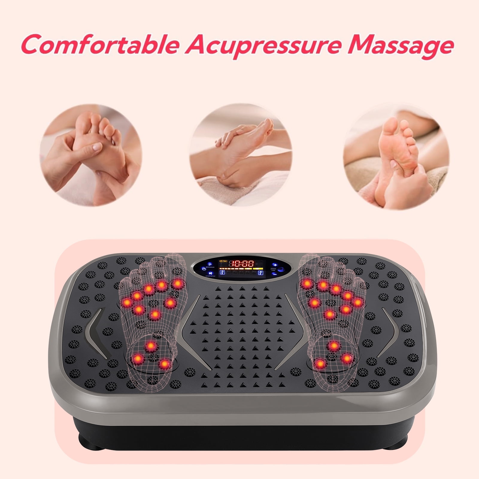 Pirecart 3D Vibration Plate Exercise Machine, Vibrating Massager Whole Body Workout with Two Bands & Remote for Women Men Seniors, Gray