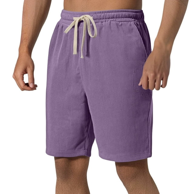 Men's Summer Beach Pants Men's Loose Stripe Pocket Drawstring Casual Shorts