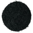 thumbnail image 3 of SAFAVIEH Leather Shag Dimitri Solid Area Rug, Black, 5' x 5' Round, 3 of 6