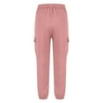 thumbnail image 6 of IVEYRTF Kids Solid Color Cargo Pants Elastic Waist with Pockets Loose Straight Leg Fall Winter Fashion Casual Trousers(Pink,11 Years), 6 of 7